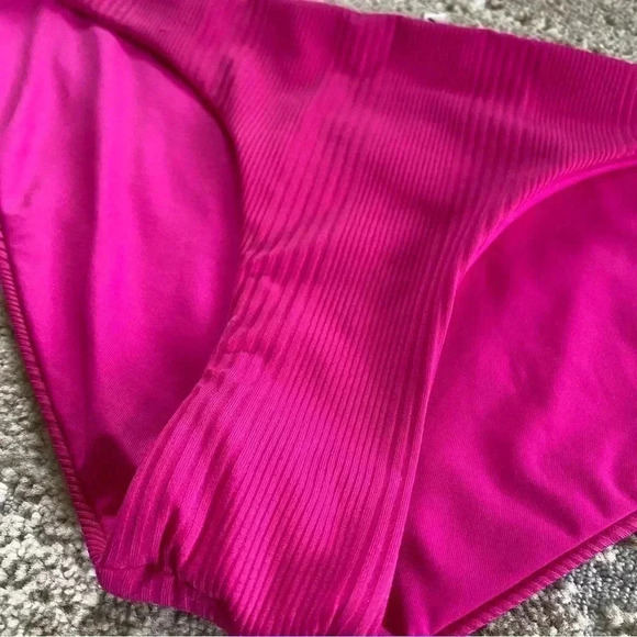 Vitamin A NWT Reversible Ribbed Textured Solid Pink Bikini Bottoms: 14 - Picture 2 of 9
